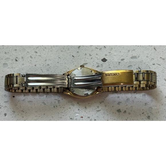 VTG Seiko Mickey Mouse Watch Women Gold Tone Sunburst Date 4858 - Picture 4 of 4